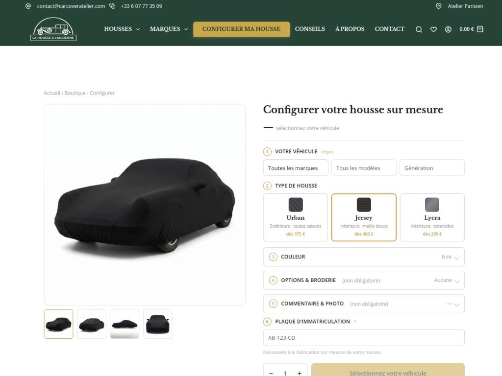 Le configurateur de housse sur mesure en 6 étapes