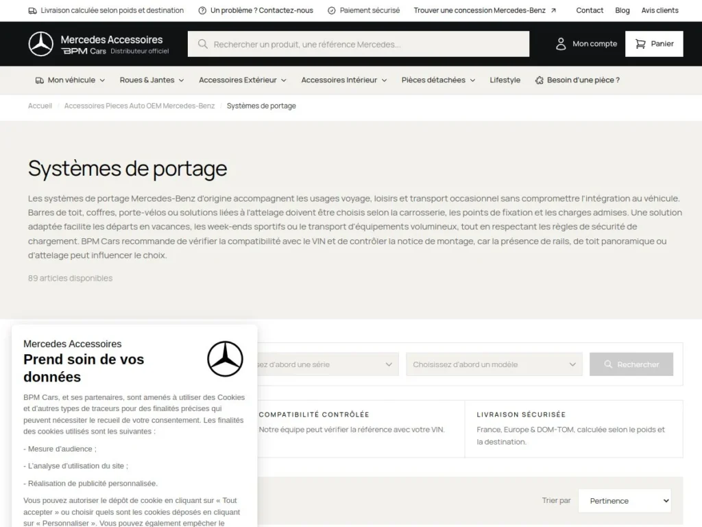 Rayon accessoires de la boutique en ligne mercedes-accessoires.fr, pièces d'origine Mercedes-Benz