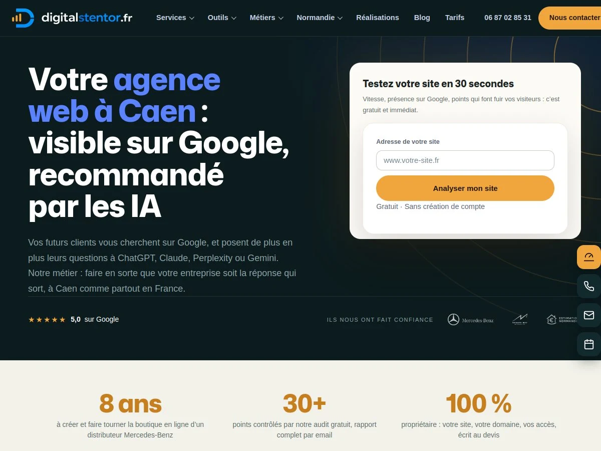 Accueil du site de l'agence web Digital Stentor à Caen, création de site internet