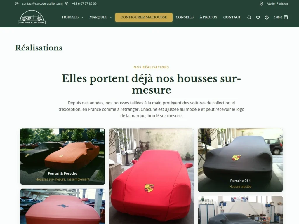 Page Réalisations de La Housse à l'Ancienne, housses livrées chez les clients