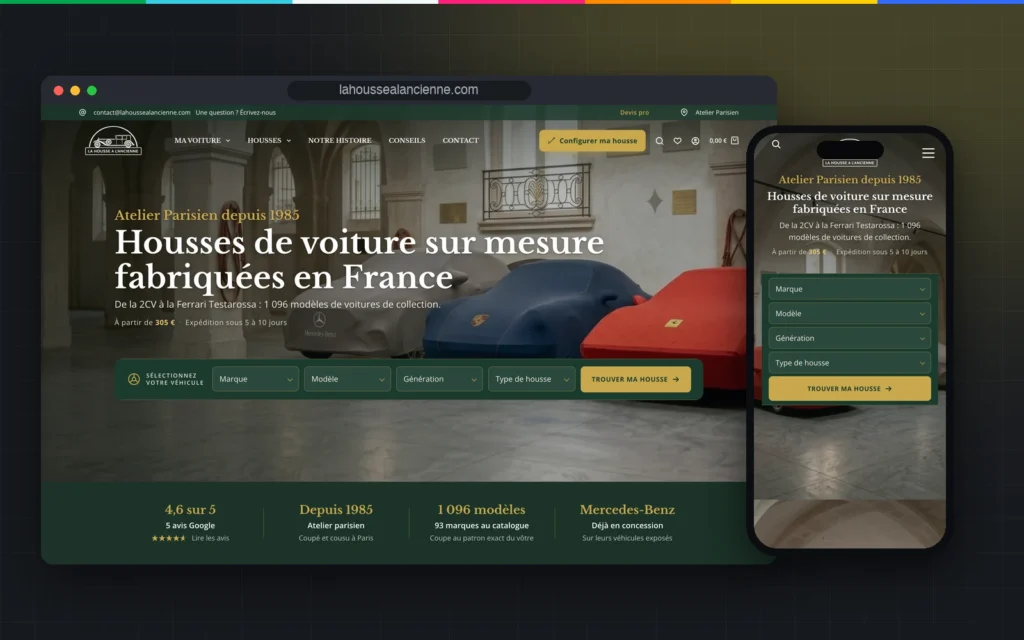 Accueil de lahoussealancienne.com sur ordinateur et sur téléphone