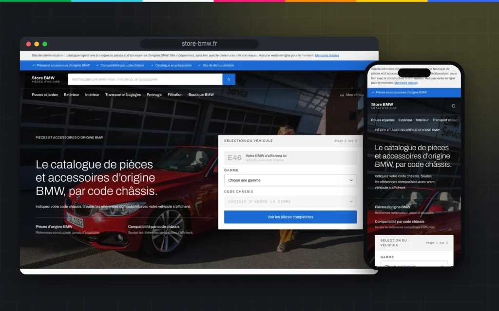 Accueil de store-bmw.fr sur ordinateur et sur téléphone